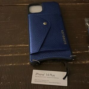 Bandolier I phone 14 plus leather case w/strap
Never used.  Brand new.